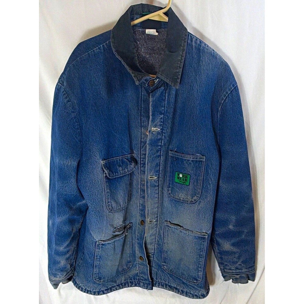 Vintage Wrangler Men’s Blue Jacket Blanket Lined Pockets Workwear Size 44 Reg
